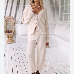 Never worn! Free People Cotton Knit Cardigan and Pants Set - Size M